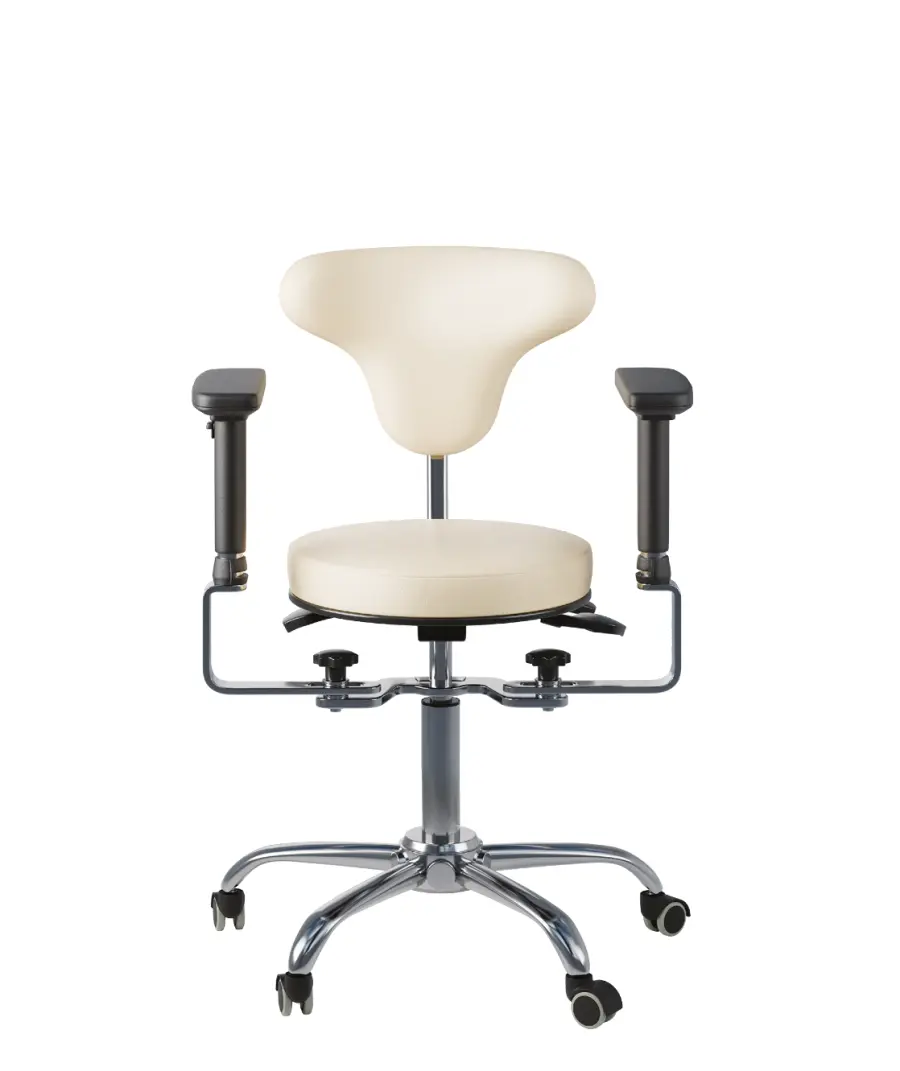 ERGODENS 02 židle lékařská, područky, kříž chrom, ekologická kůže smetanová